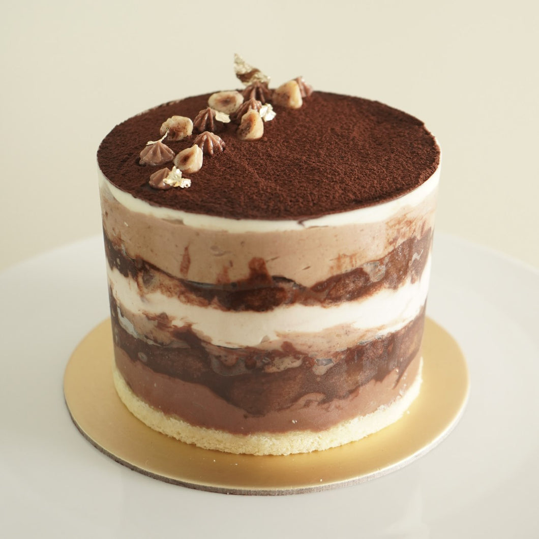 Hazelnut Praline Tiramisu Cake - Toasted Crème